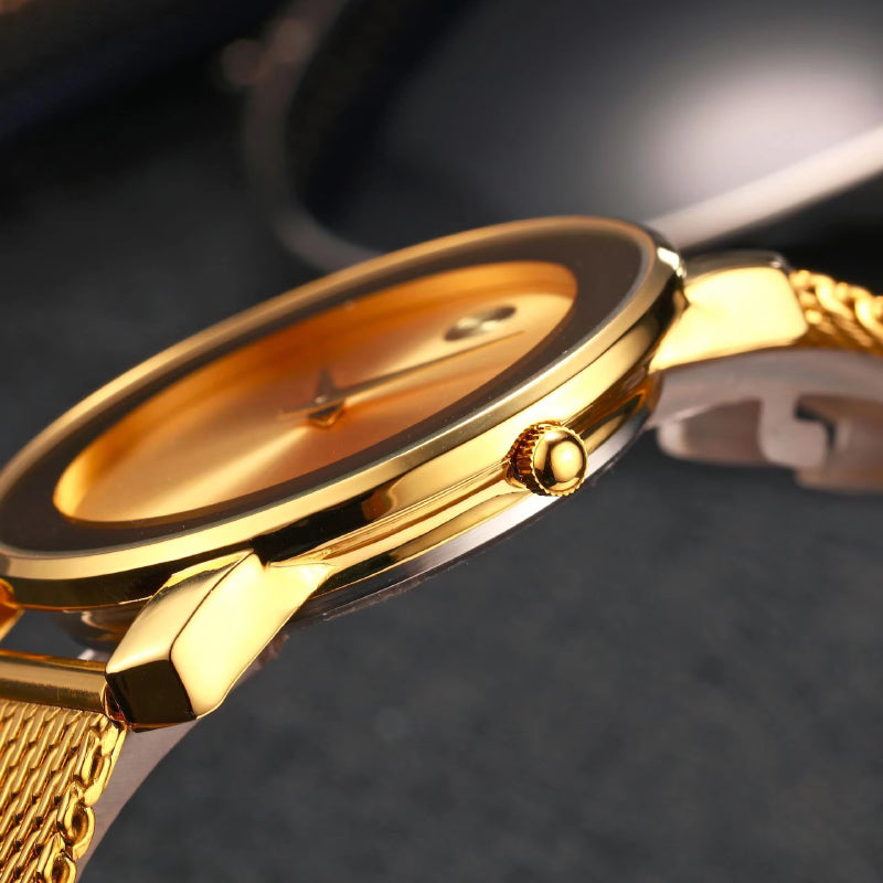 Timeless Simplicity Numberless Steel Mesh Band Quartz Watch
