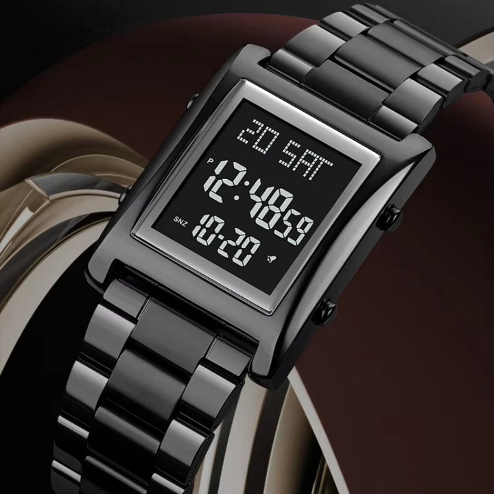 Stainless Steel Dual Time Multifunction Digital Watch for Men