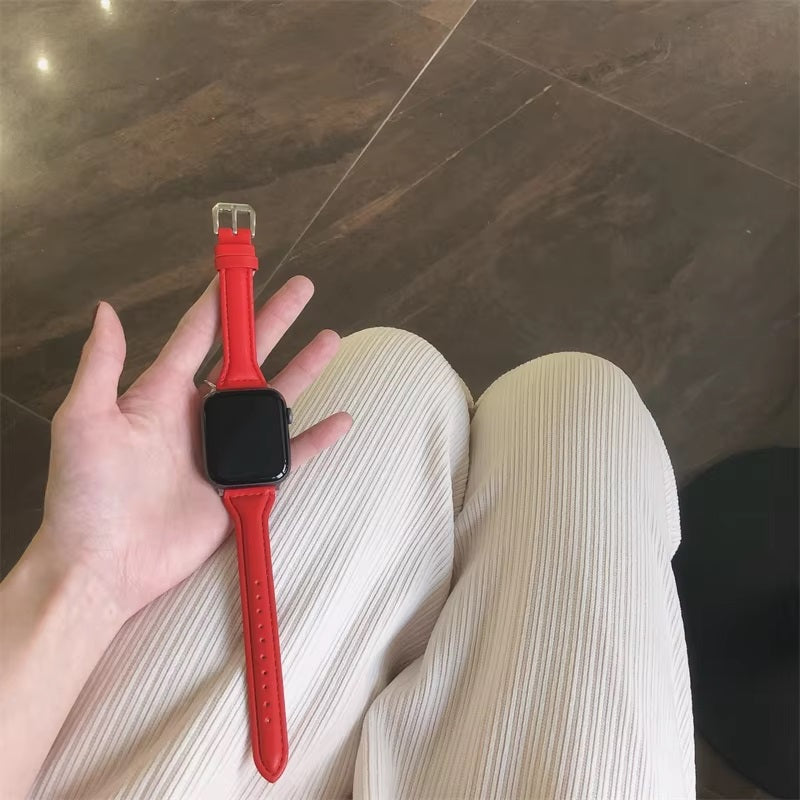 Sleek Leather Wristband for Apple Watch - Slim Design