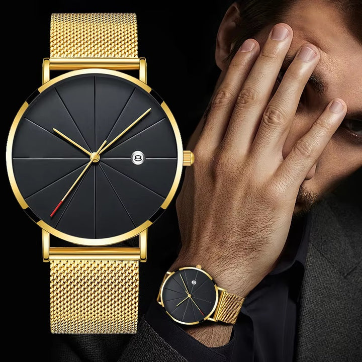 Ultra Thin Stainless Steel Mesh Belt Quartz Wristwatches