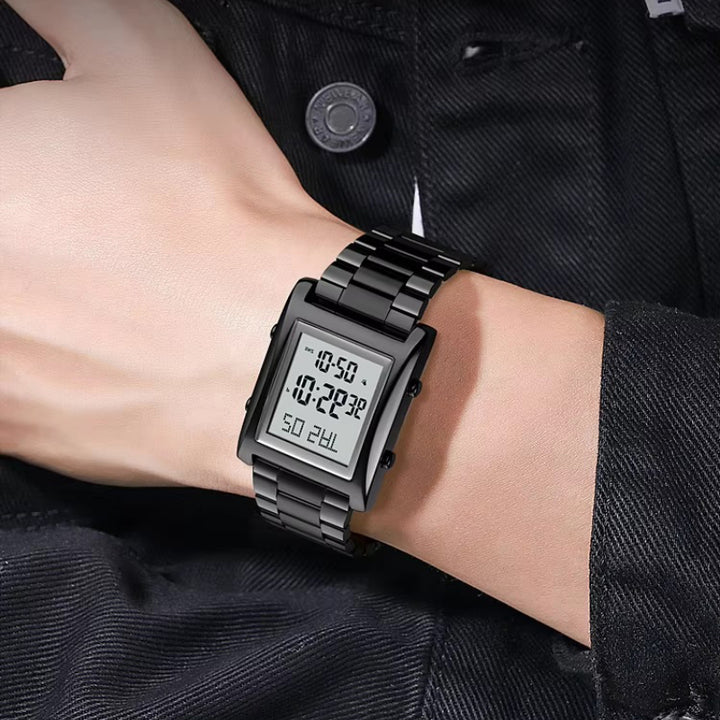 Stainless Steel Dual Time Multifunction Digital Watch for Men