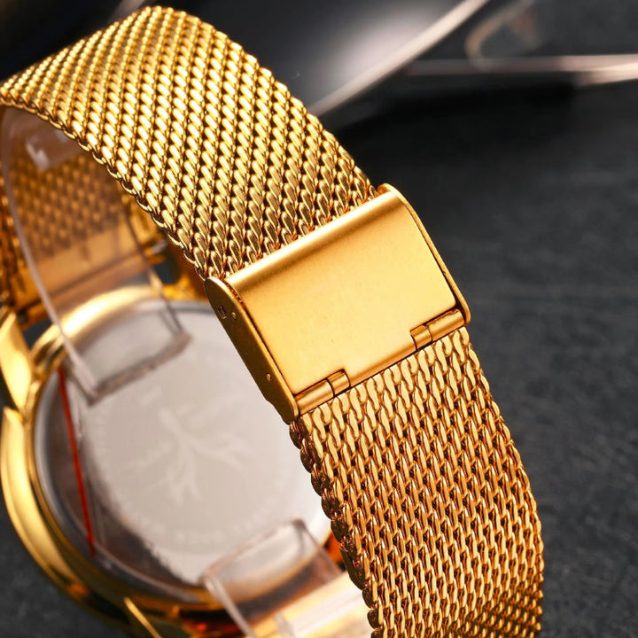 Timeless Simplicity Numberless Steel Mesh Band Quartz Watch