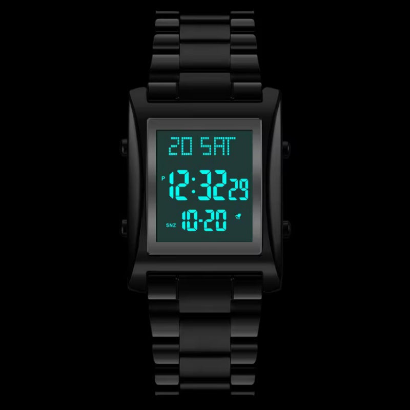Stainless Steel Dual Time Multifunction Digital Watch for Men