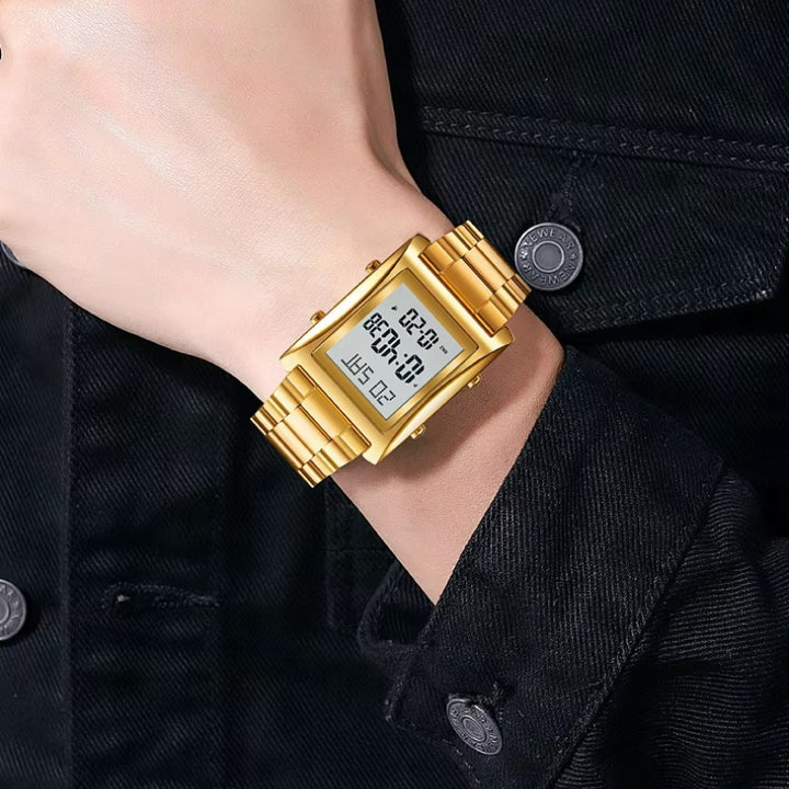 Stainless Steel Dual Time Multifunction Digital Watch for Men