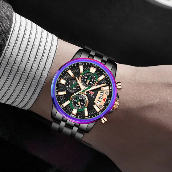 Stainless Steel Holographic Chronograph Quartz Watch for Men