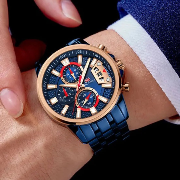 Stainless Steel Holographic Chronograph Quartz Watch for Men