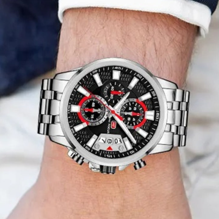 Stainless Steel Holographic Chronograph Quartz Watch for Men