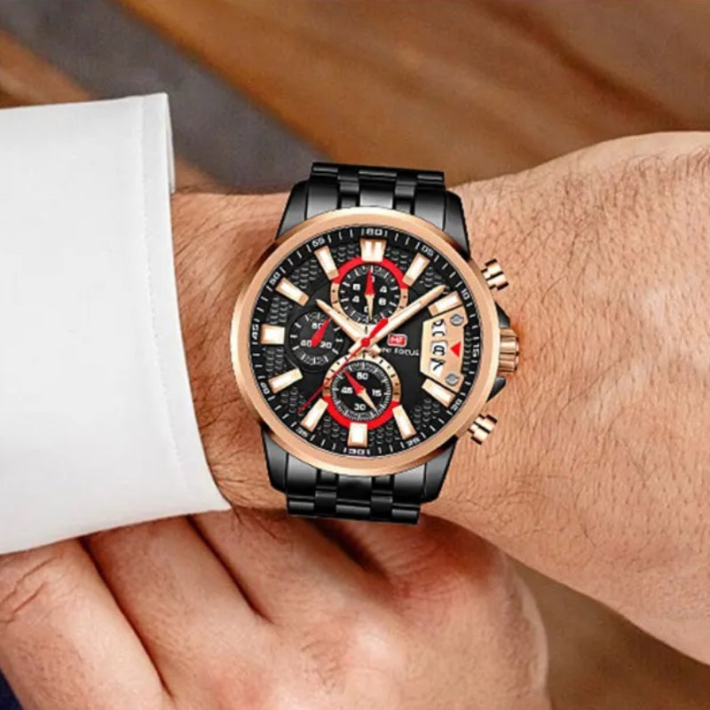 Stainless Steel Holographic Chronograph Quartz Watch for Men