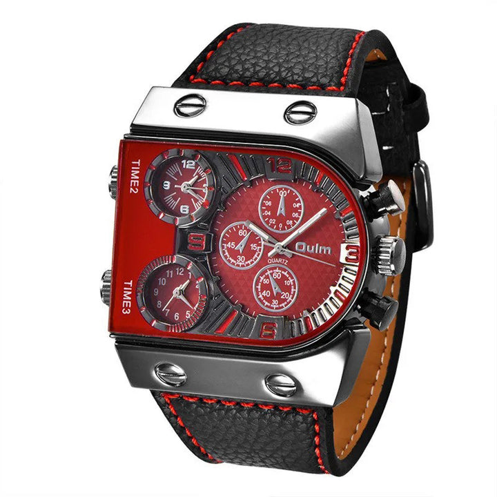 Urban Explorer’s Multiple Time Zone with PU Leather Strap Quartz Watch