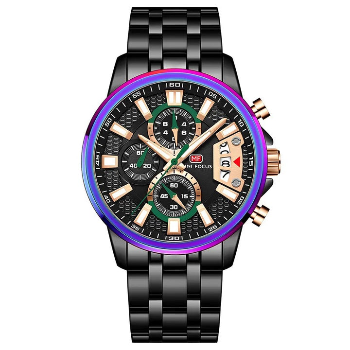 Stainless Steel Holographic Chronograph Quartz Watch for Men