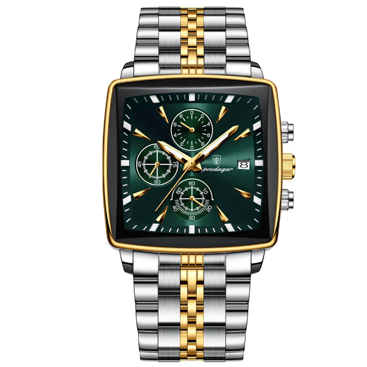 Men's Stainless Steel Chronograph Watch with Luminous Dial
