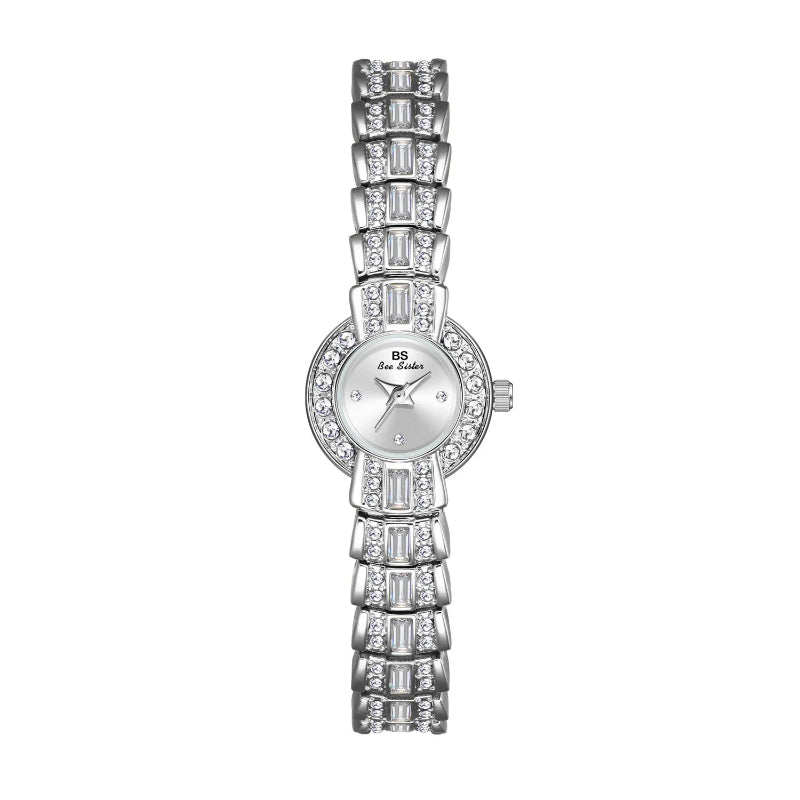 Luxurious Women's Rhinestone Studded Small Dial Quartz Wristwatch