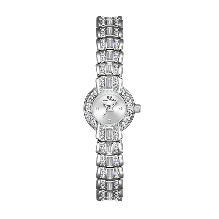 Luxurious Women's Rhinestone Studded Small Dial Quartz Wristwatch