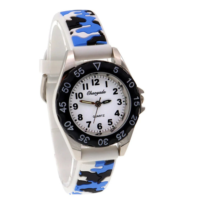 Adventure-Ready Camouflage Silicone Strap Quartz Watch for Kids