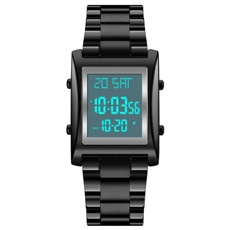 Stainless Steel Dual Time Multifunction Digital Watch for Men