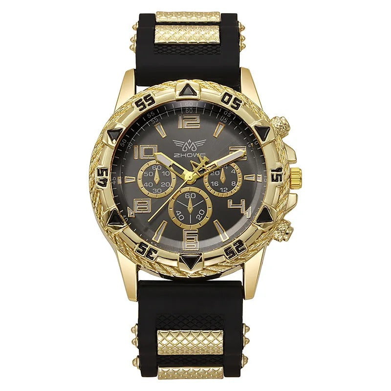 Luxury Men’s Quartz Watch with Modern Dual-Color Silicone Band