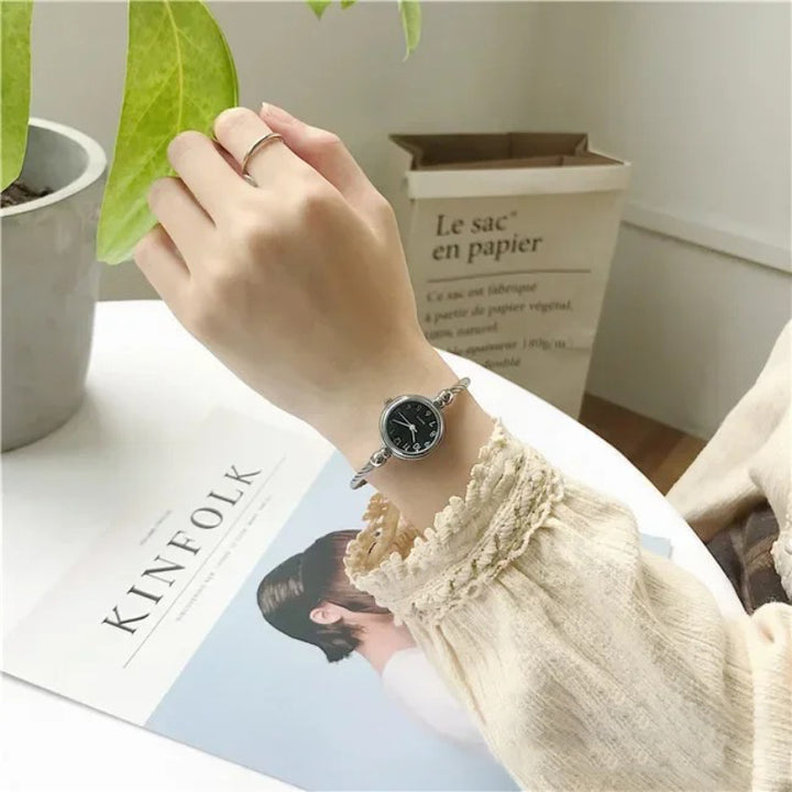 Women's Delicate Small Dial Twisted Metal Strap Wristwatch