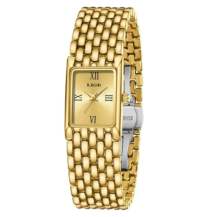 Casual Minimalist Steel Strap Square Dial Design Women's Wristwatch