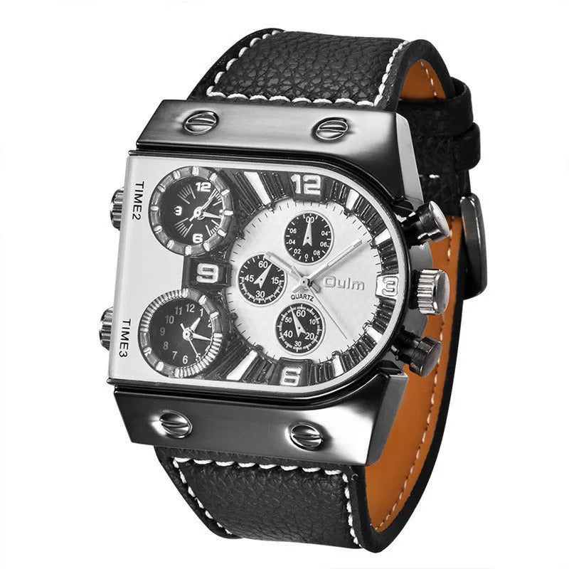 Urban Explorer’s Multiple Time Zone with PU Leather Strap Quartz Watch