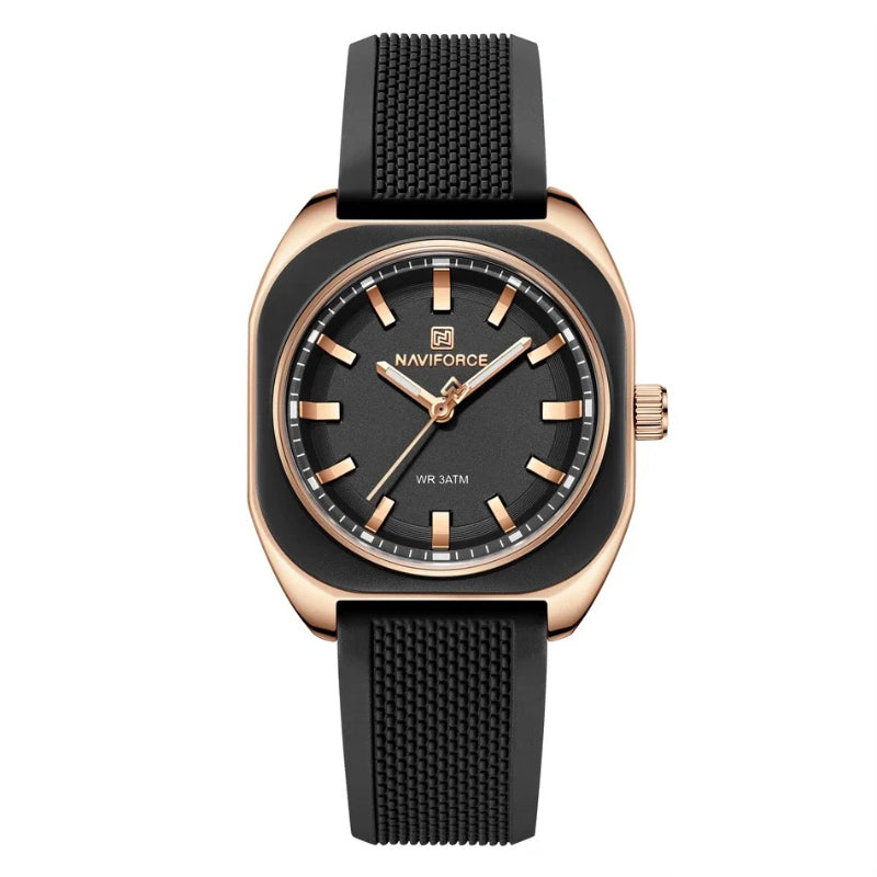Futuristic Flair Geometric Silicone Quartz Watch for Women