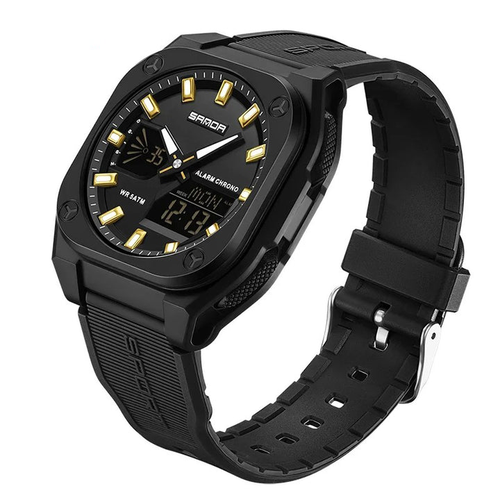 Men's Digital-Analog Hybrid Quartz Watch for Sports and Casual Wear
