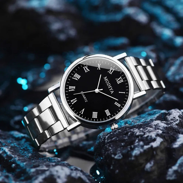 Everyday Stainless Steel Round Dial Quartz Timepiece for Men