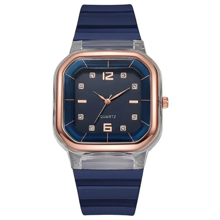 Vibrant Multi-Color Silicone Square Watch with Rhinestone Dial