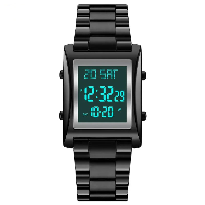 Stainless Steel Dual Time Multifunction Digital Watch for Men