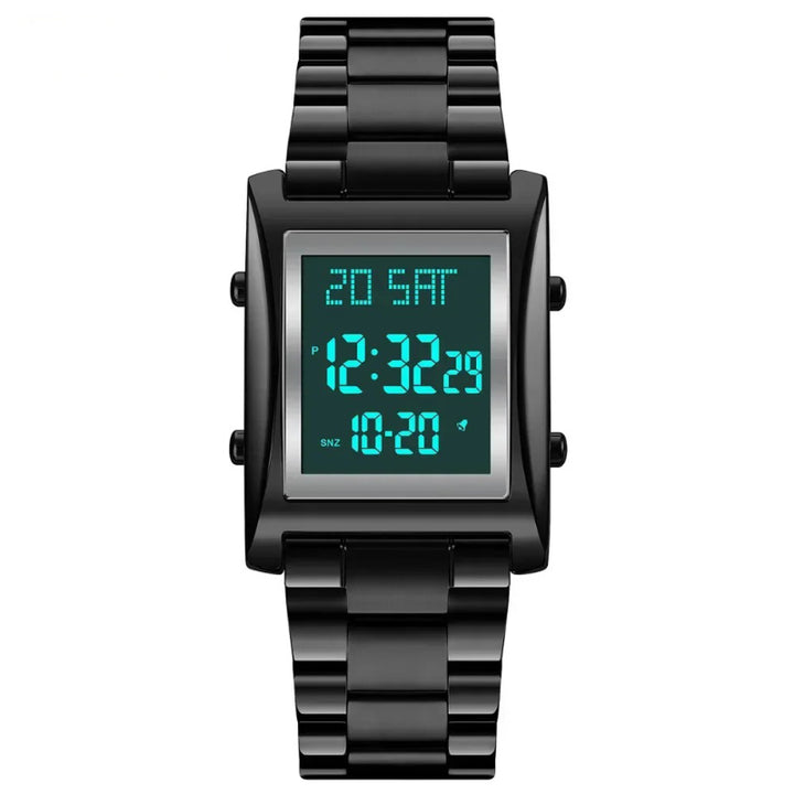 Stainless Steel Dual Time Multifunction Digital Watch for Men