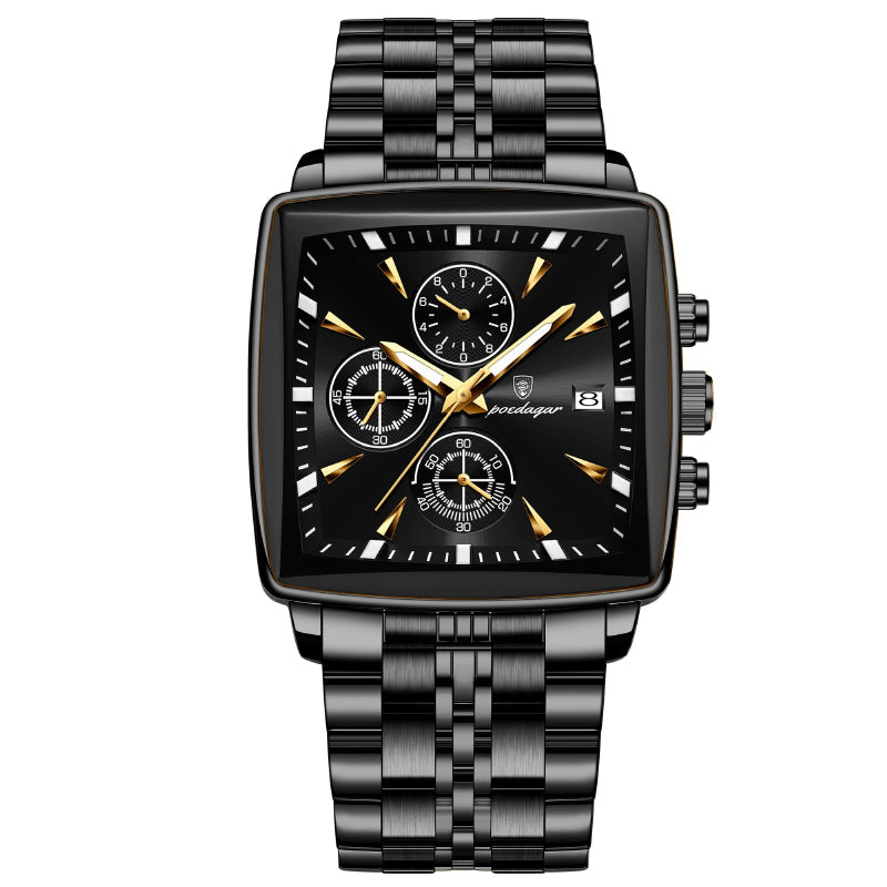 Men's Stainless Steel Chronograph Watch with Luminous Dial