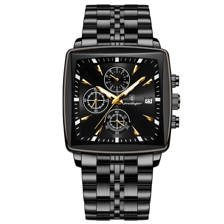 Men's Stainless Steel Chronograph Watch with Luminous Dial