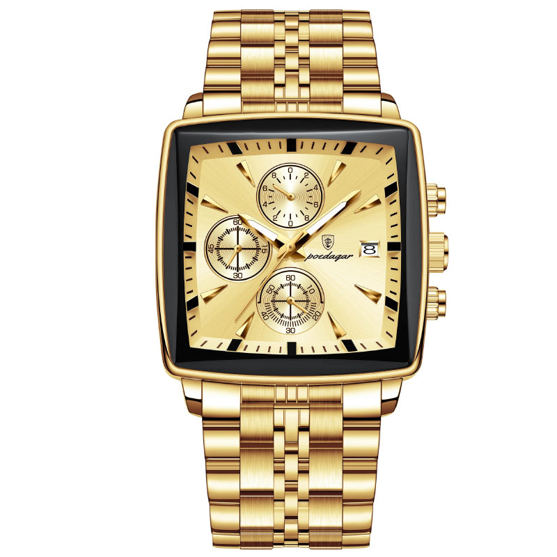 Men's Stainless Steel Chronograph Watch with Luminous Dial