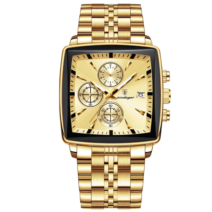 Men's Stainless Steel Chronograph Watch with Luminous Dial