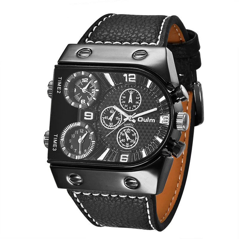 Urban Explorer’s Multiple Time Zone with PU Leather Strap Quartz Watch