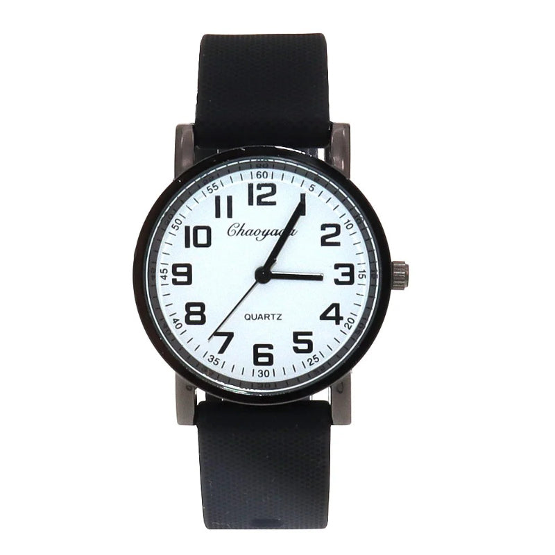 Sporty Round Case Silicone Band Quartz Watch for Kids