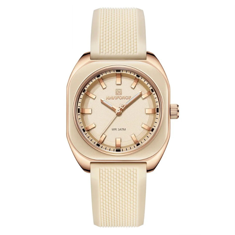 Futuristic Flair Geometric Silicone Quartz Watch for Women