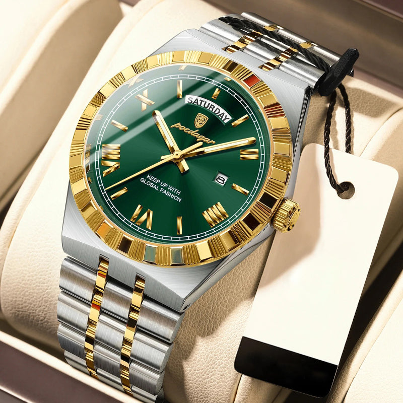 Business Elite Roman Numeral Stainless Steel Quartz Watch for Men