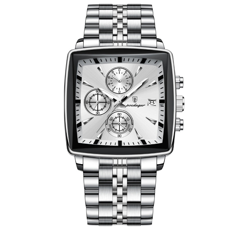 Men's Stainless Steel Chronograph Watch with Luminous Dial