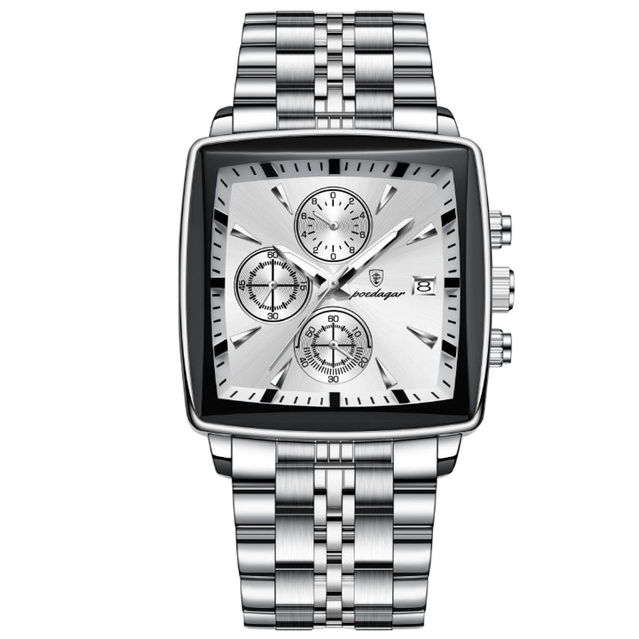Men's Stainless Steel Chronograph Watch with Luminous Dial