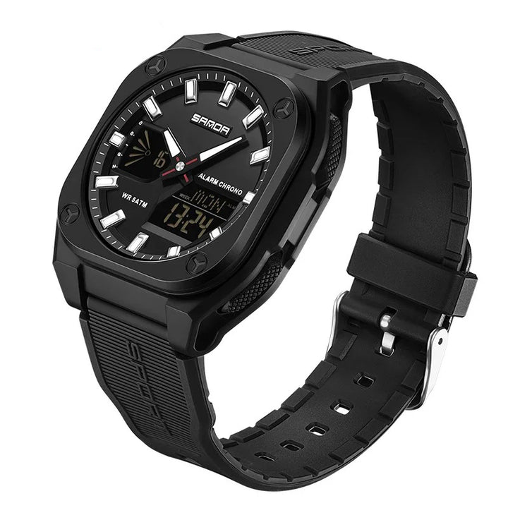Men's Digital-Analog Hybrid Quartz Watch for Sports and Casual Wear