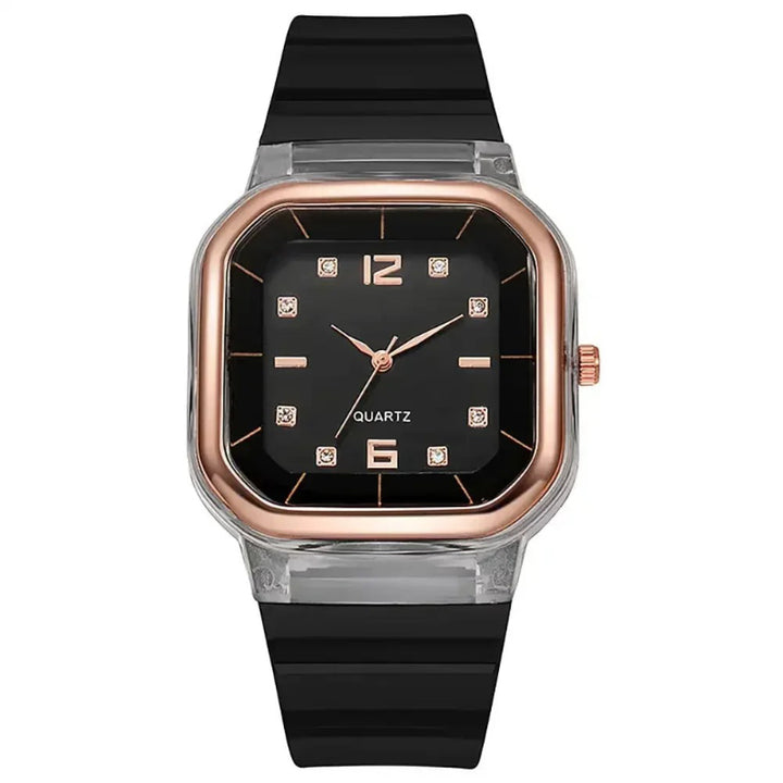 Vibrant Multi-Color Silicone Square Watch with Rhinestone Dial
