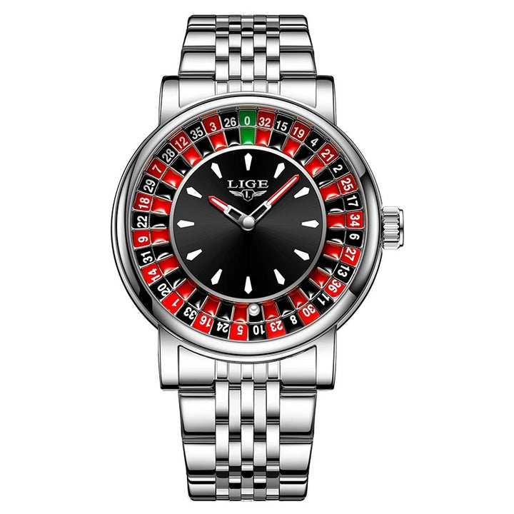 Luxurious Style Roulette-Inspired Dial Design Quartz Watch for Men