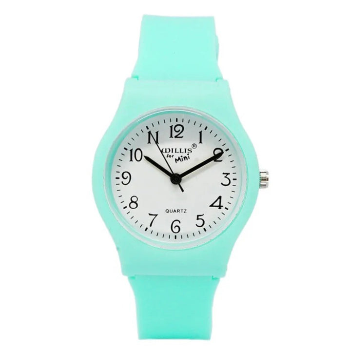 Sleek Round Dial Silicone Strap Quartz Watch for Kids