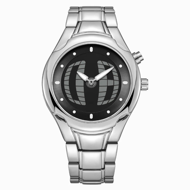 Y2K Pointer Number Dual Display Stainless Steel Men's Watch