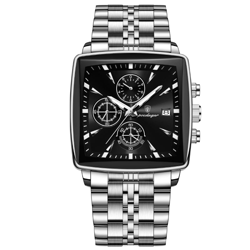 Men's Stainless Steel Chronograph Watch with Luminous Dial