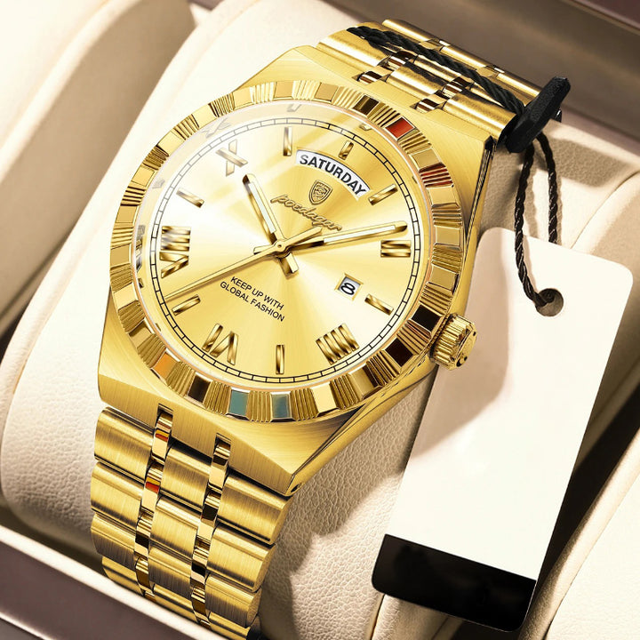 Business Elite Roman Numeral Stainless Steel Quartz Watch for Men