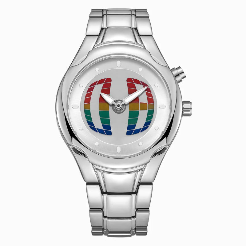 Y2K Pointer Number Dual Display Stainless Steel Men's Watch