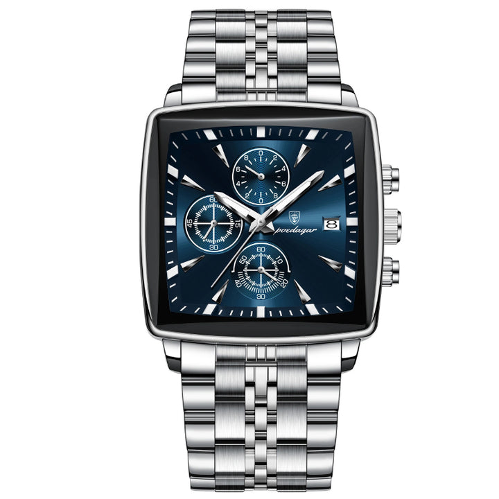 Men's Stainless Steel Chronograph Watch with Luminous Dial