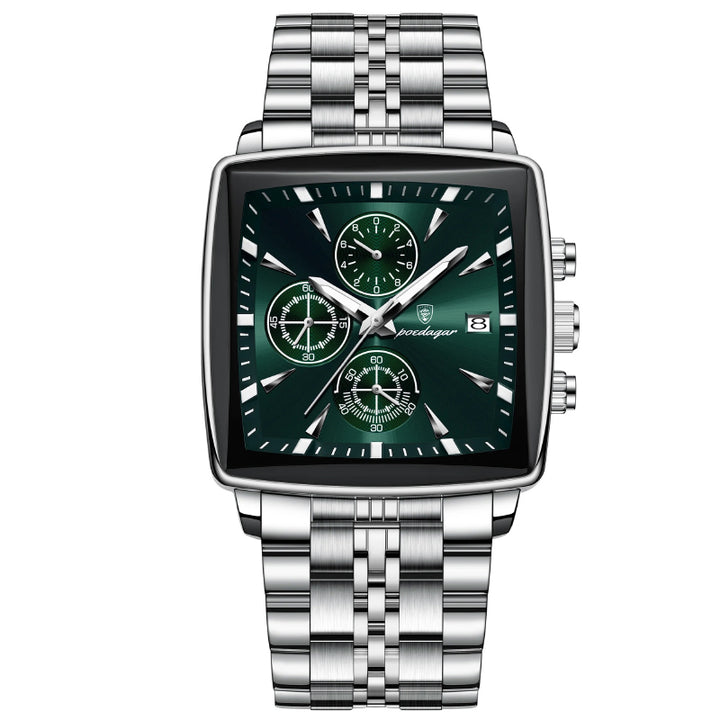Men's Stainless Steel Chronograph Watch with Luminous Dial