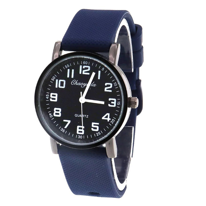 Sporty Round Case Silicone Band Quartz Watch for Kids